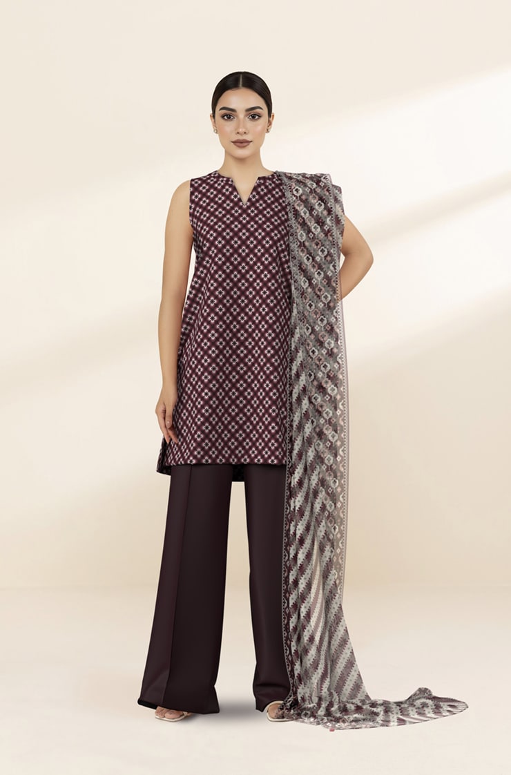 Sapphire 3 Piece Printed Lawn Suit front view