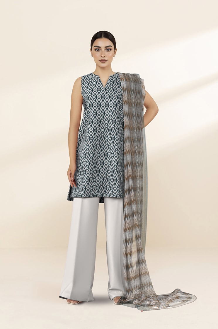 Sapphire 3 Piece Printed Lawn Suit front view