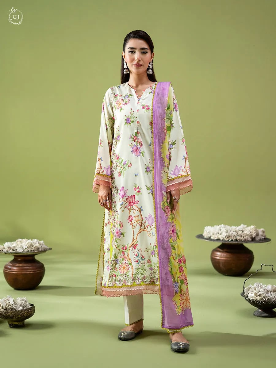 Gulljee Popin 3-PC Unstitched Printed Lawn Suit GJPIN2610A1