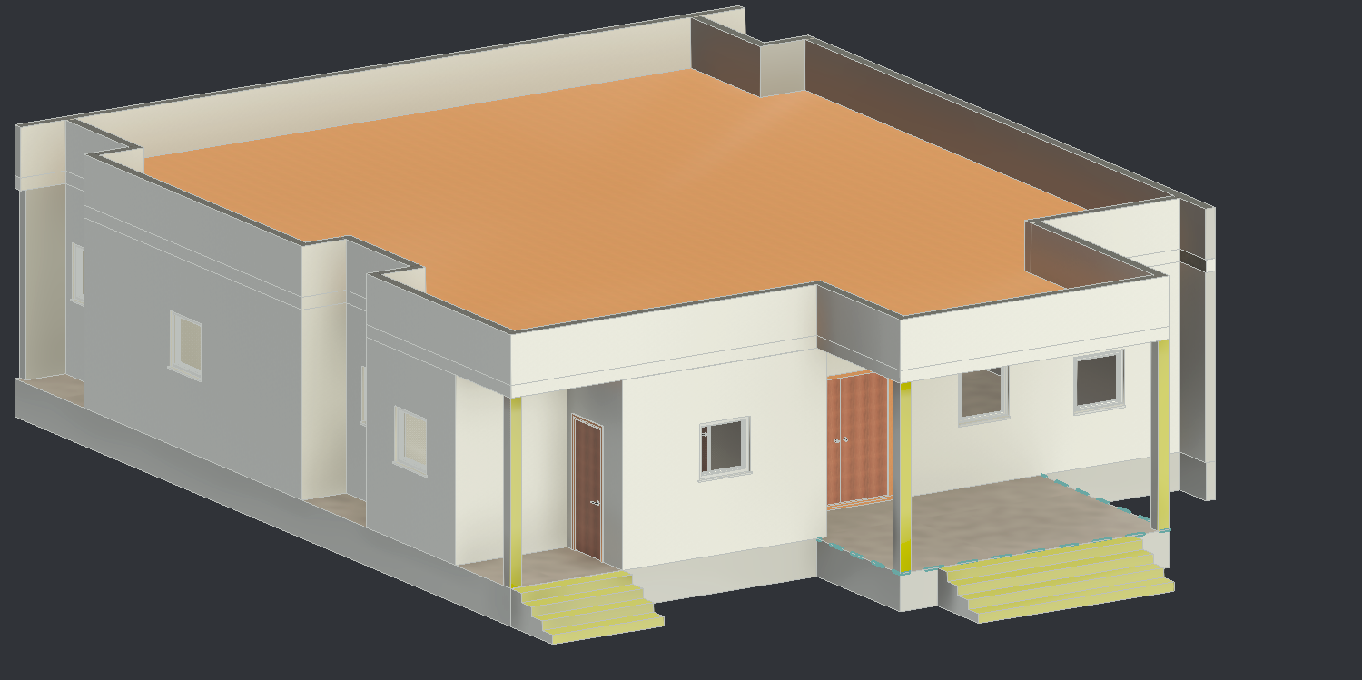 Single-Story 3-Bedroom House Plan with Shop and Terraces
