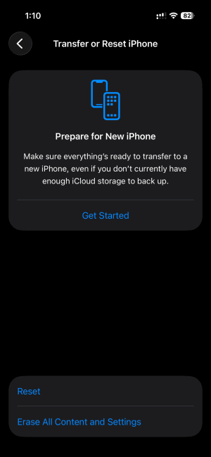 Reset network settings