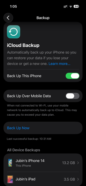 Delete old iCloud backups