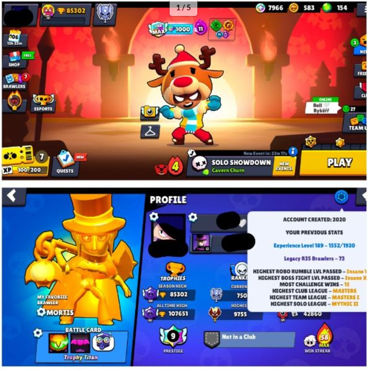 Brawl Stars Account (IOS/ANDROID) – [ RAREST ] PRESTIGE 9 | 73 R35 LEGACY | TROPHY TITAN | 61 HYPER CHARGE | R35 PIN | METEORIC FAME | 107K TROPHIES | 30 TITTLES | MAX BRAWLERS |