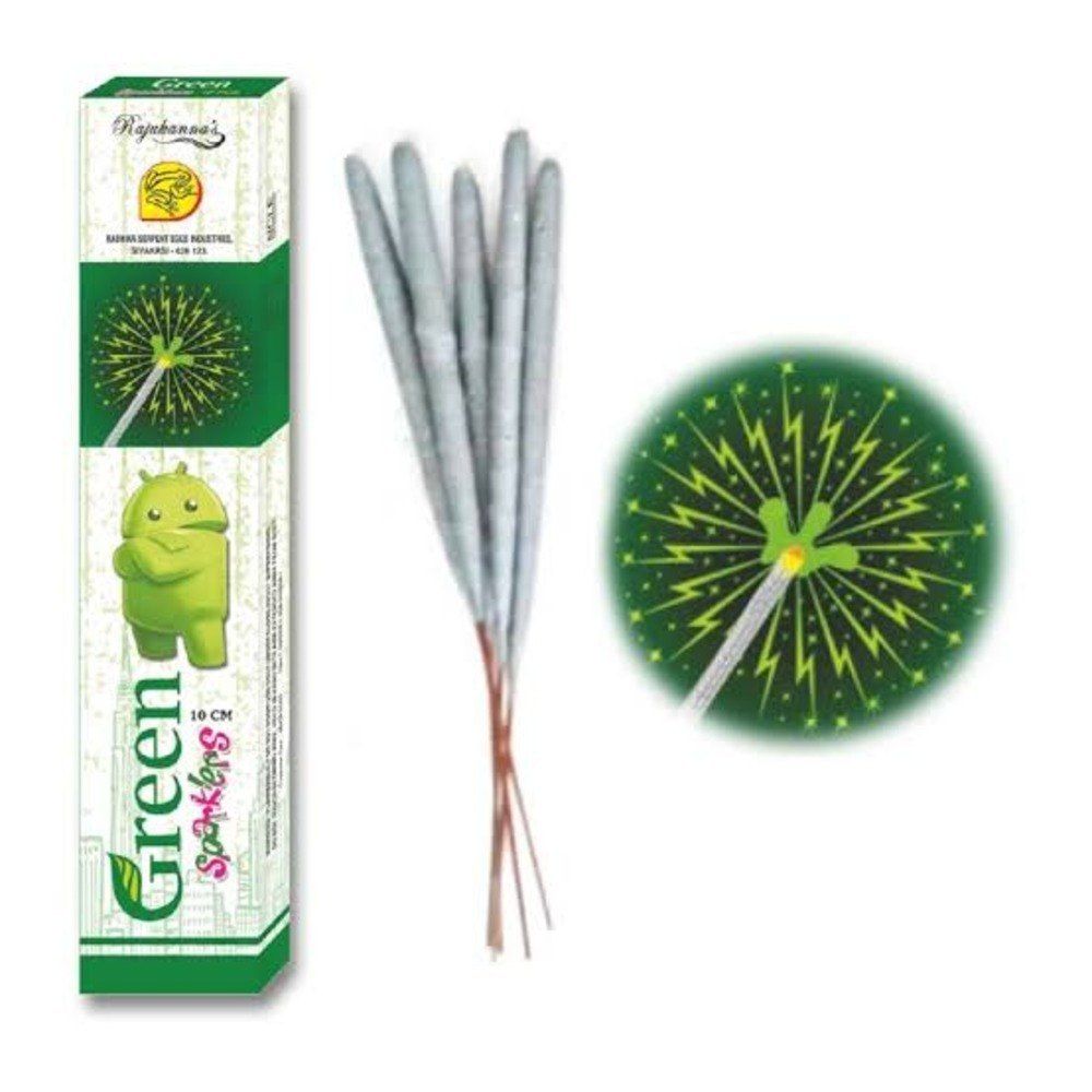 10cm Green Sparklers  - Nattu Vedi & Sivakasi Crackers