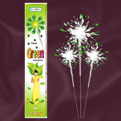 15cm Green Sparklers  - Nattu Vedi & Sivakasi Crackers