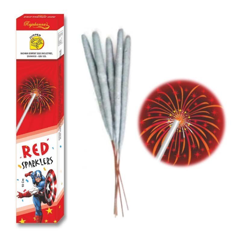 10cm Red Sparklers - Nattu Vedi & Sivakasi Crackers