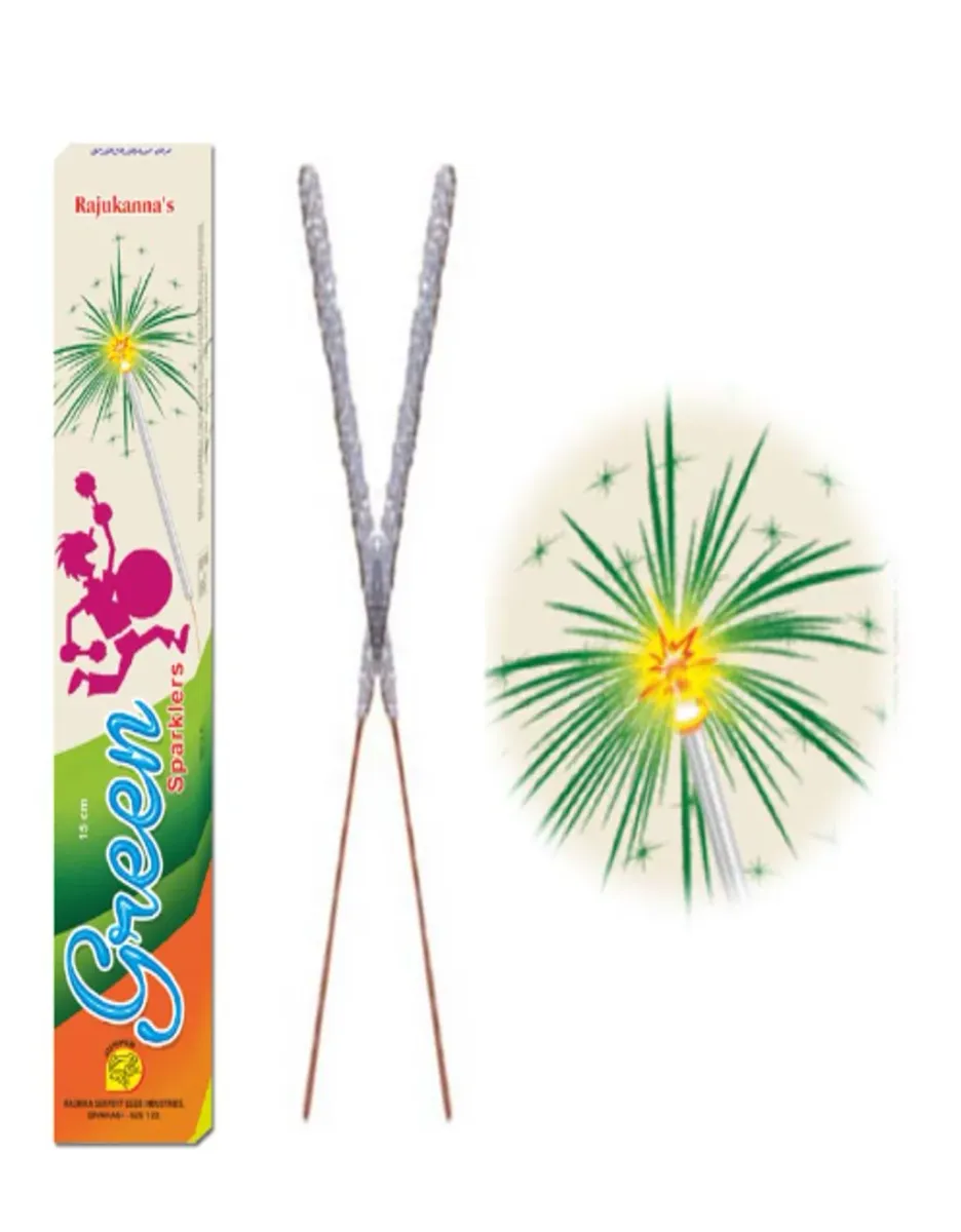 12cm Green Sparklers - Nattu Vedi & Sivakasi Crackers