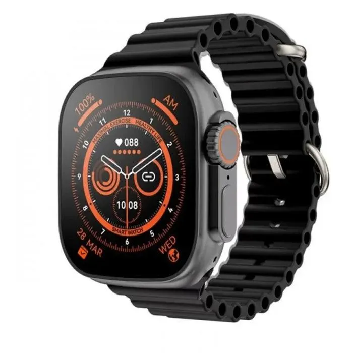 Black Smart Watch – Durable Metal & Silicone Strap | Modern Design | klyxona