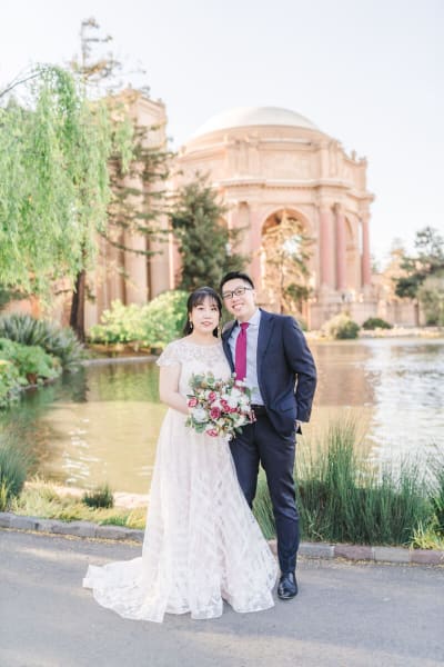 Crystal, a Lace & Liberty bride, in her sparkly wedding dress