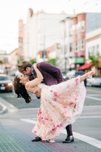 Diane, a Lace & Liberty bride, in her colored wedding dress