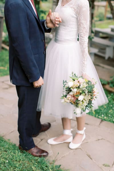 Irina, a Lace & Liberty bride, in her city hall wedding dress