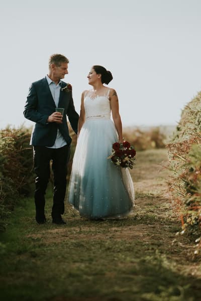 Isabel, a Lace & Liberty bride, in her city hall wedding dress