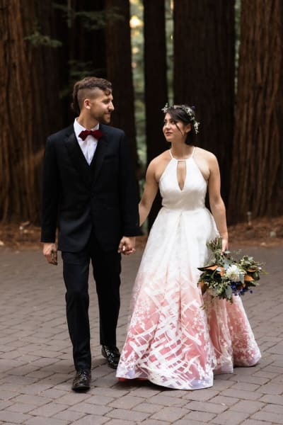 Leah, a Lace & Liberty bride, in her colored wedding dress