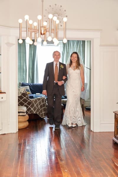 Liz, a Lace & Liberty bride, in her boho wedding dress