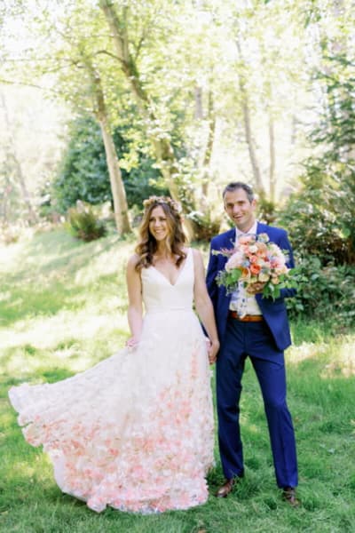 Lila, a Lace & Liberty bride, in her colored wedding dress