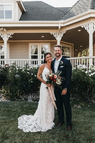 Nicole, a Lace & Liberty bride, in her boho wedding dress