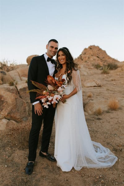 Reem, a Lace & Liberty bride, in her mermaid wedding dress