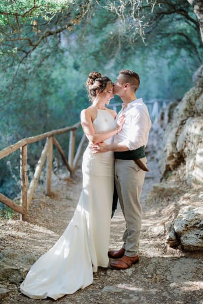 Sarah, a Lace & Liberty bride, in her simple wedding dress