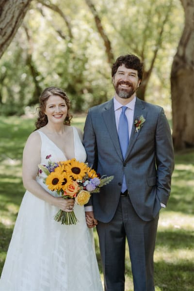 Shannon, a Lace & Liberty bride, in her simple wedding dress
