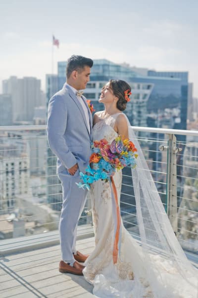 Tiffany, a Lace & Liberty bride, in her mermaid wedding dress