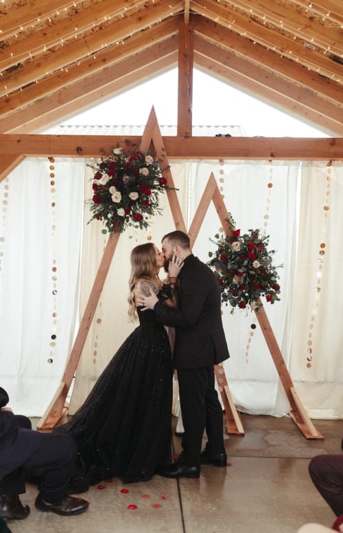 Ashly in her custom black Lace & Liberty wedding gown