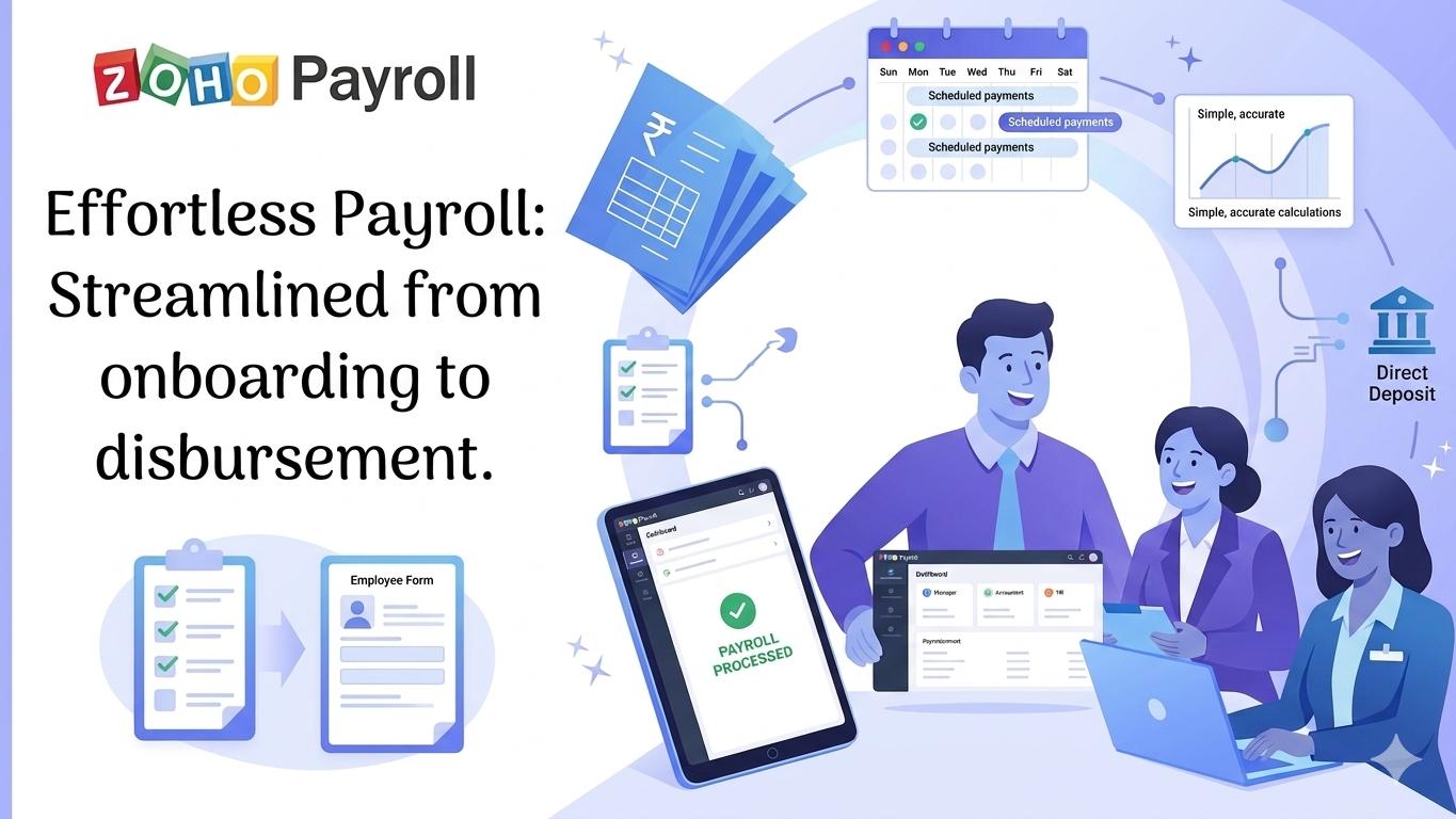 Zoho Payroll implementation dashboard for salary processing and HR automation in Ernakulam Kerala