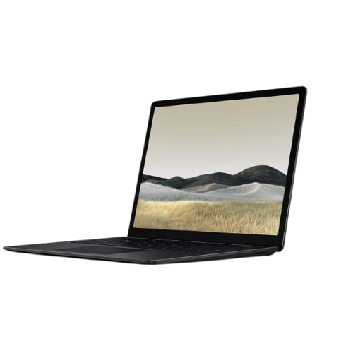 لابتوب مايكروسوفت Surface Laptop 3 مقاس 13.5 بوصة، معالج Intel Core i5-1035G7 بسرعة 1.20GHz، ذاكرة 8GB RAM، تخزين 256GB SSD، لون أسود.