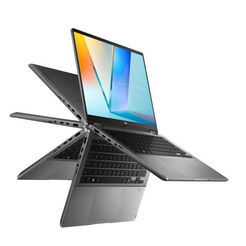 لابتوب ASUS Vivobook Flip 14 بشاشة OLED لمس مقاس 14 بوصة، يدعم Copilot+ PC، مزود بمعالج Ultra 7 256V، وذاكرة 16 جيجابايت RAM، وتخزين 1 تيرابايت SSD، جديد.