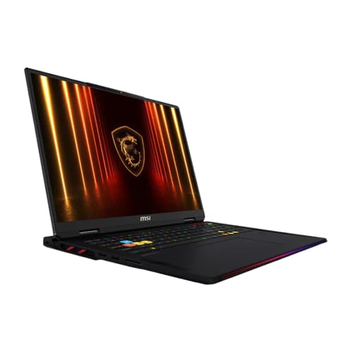 لابتوب MSI Raider A18 HX A9WIG-205AE، معالج AMD Ryzen 9 9955HX3D، ذاكرة RAM بسعة 64GB، قرص SSD بسعة 2TB، كرت شاشة NVIDIA GeForce RTX 5090 بسعة 24GB، شاشة 18 بوصة UHD+ (4K+) بمعدل تحديث 120Hz، اللون Core Black.