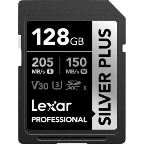 بطاقة ذاكرة رام لكسر Lexar SDXC سعة 128 جيجابايت، تدعم تصوير فيديو بدقة 4K، بسرعة قراءة تصل إلى 205 ميجابايت/ثانية، بمعيار UHS-I.