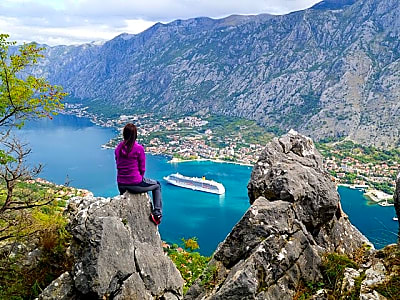 Hiking Vrmac peninsula with panoramic view on Kotor bay