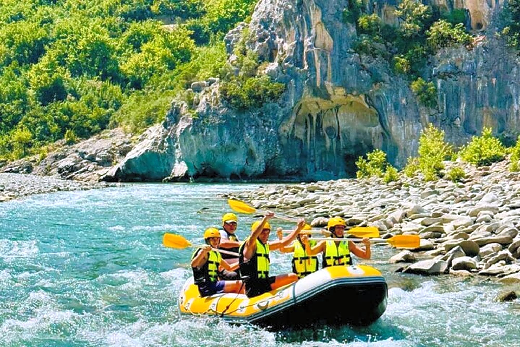 Vjosa Rafting & Benja Thermal Bath Tour from Tirana Durres Golem - Image 1