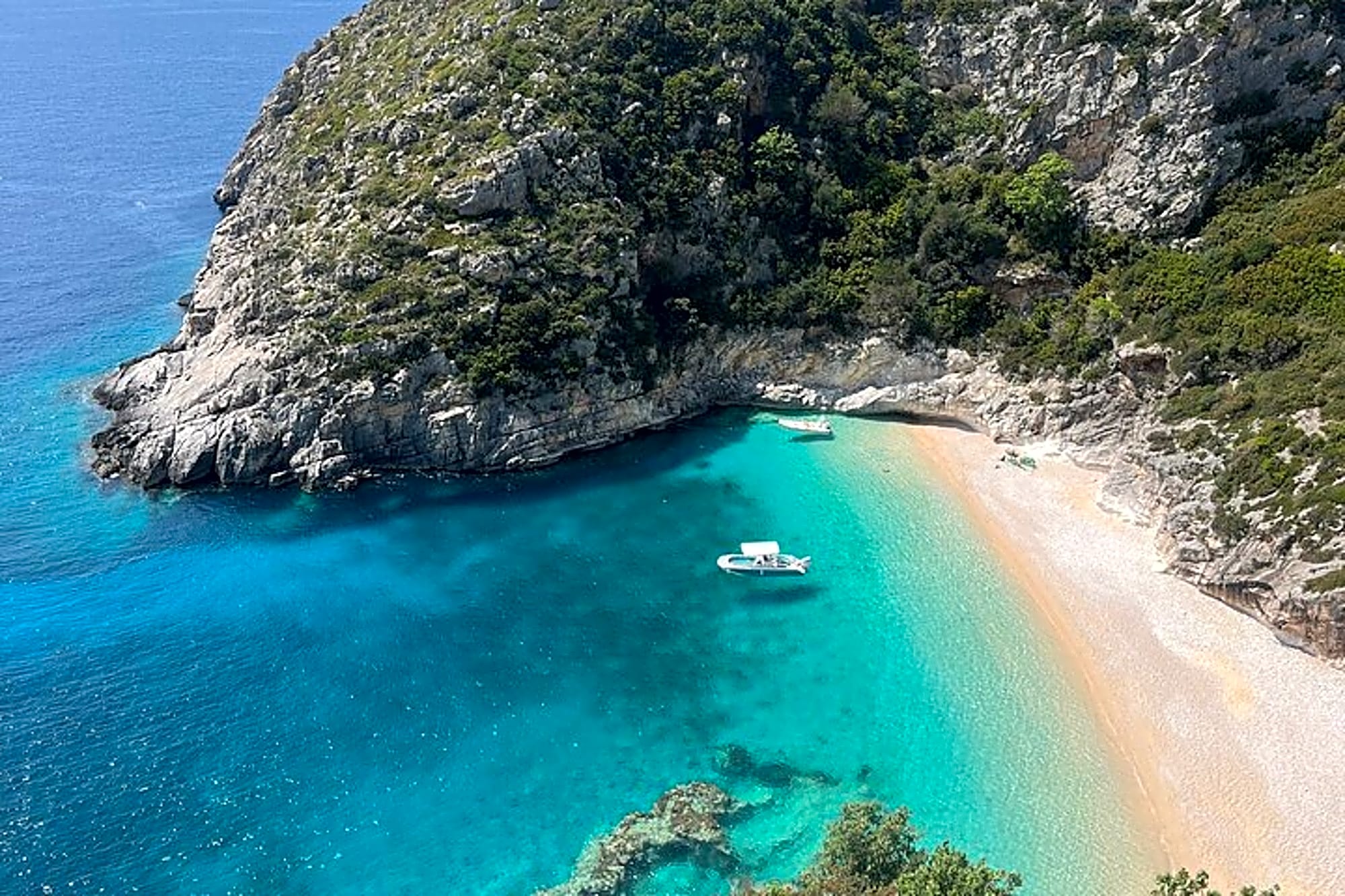 Dhermi Boat Tour to Grama Bay Blue Gem Cave and Swim Snorkeling - Image 1