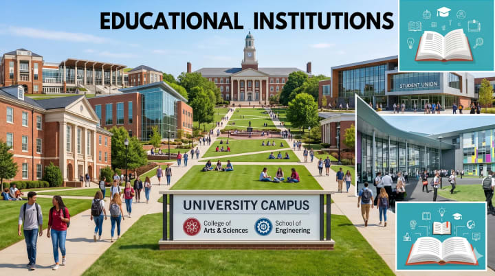 University and school campuses — classrooms, labs, student facilities, and multi-building energy use.
