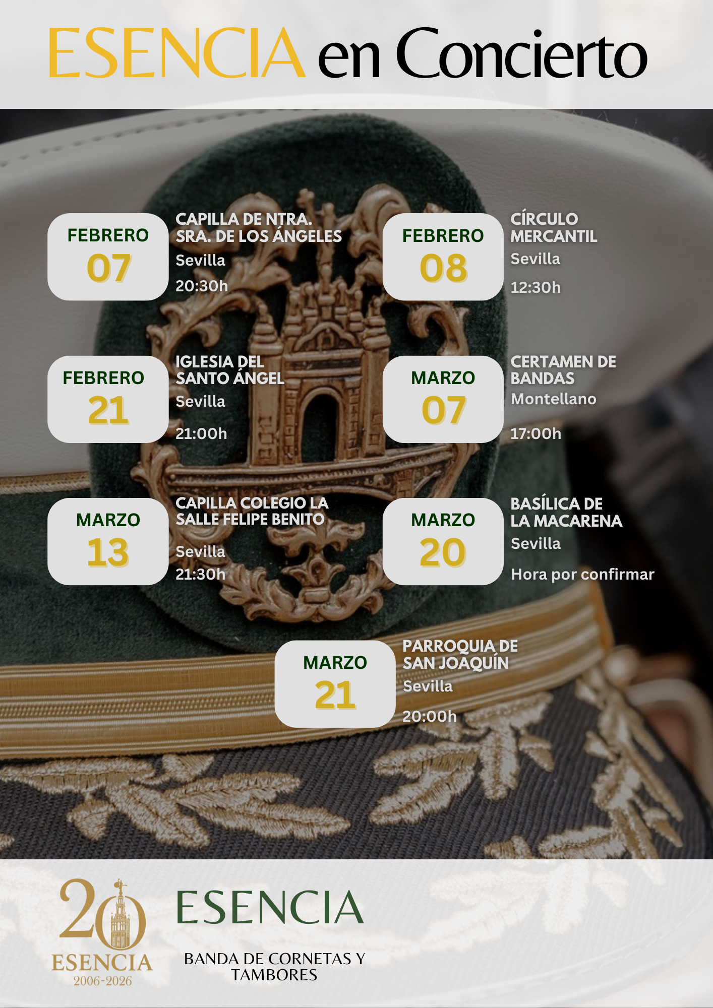 Calendario de conciertos de Esencia para 2026