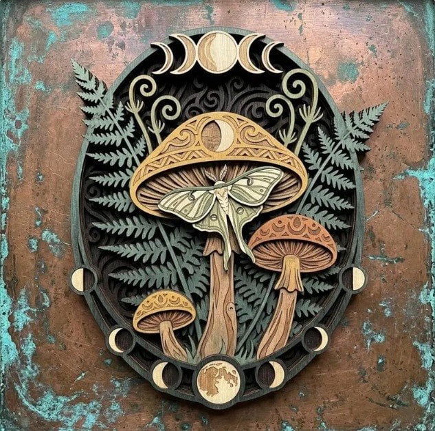 Celestial Luna Moth Wooden Wall Art