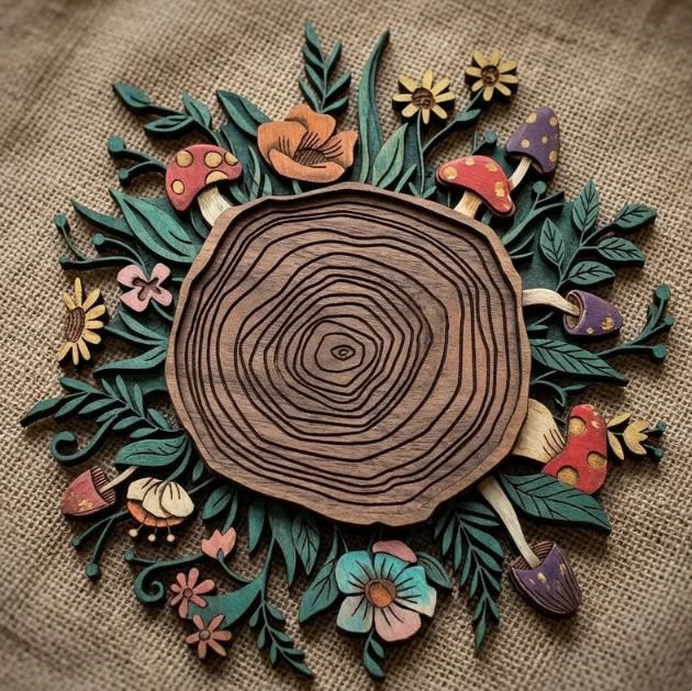 Cottagecore Mushroom Wooden Board