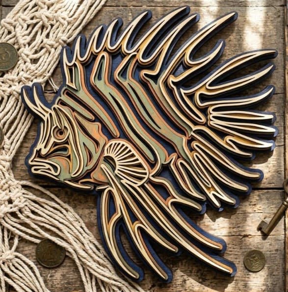 Colorful Tropical Fish Wooden Wall Art