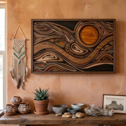 Southwest Desert Landscape Wooden Wall Art