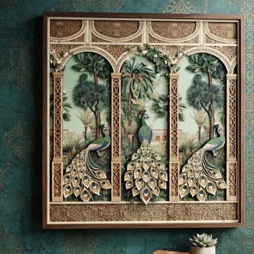 Vintage Peacock Wooden Wall Art