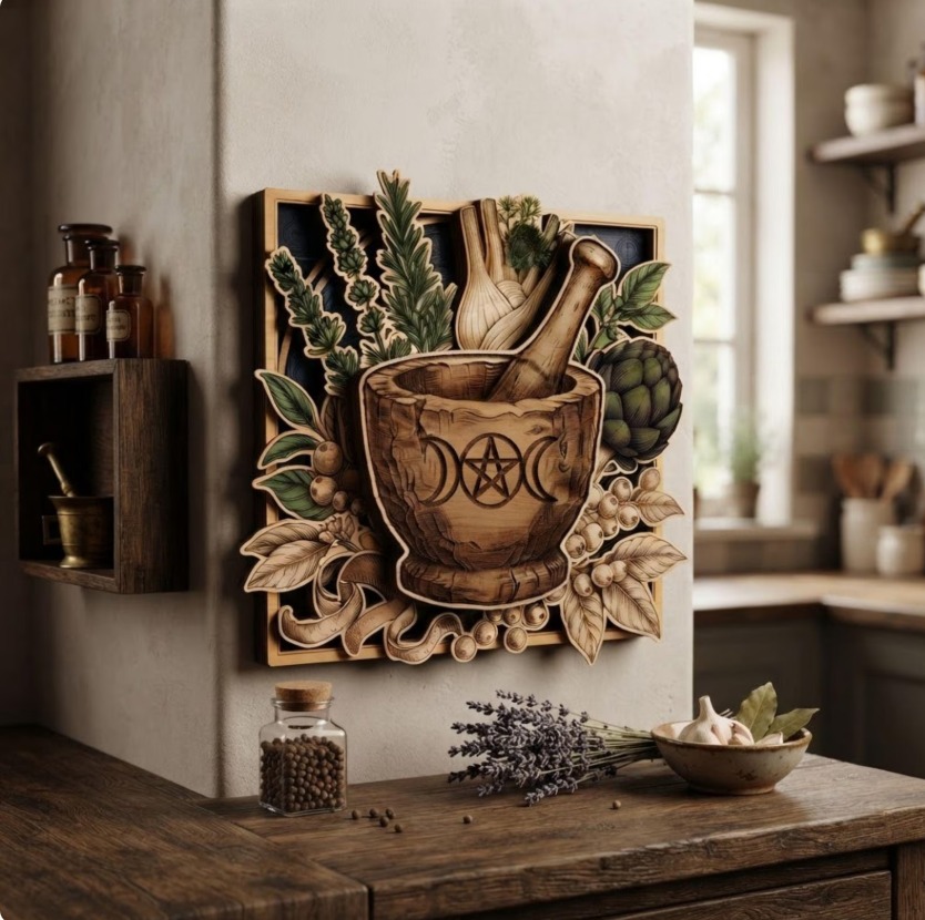 Witch Apothecary Herbal Wooden Wall Art
