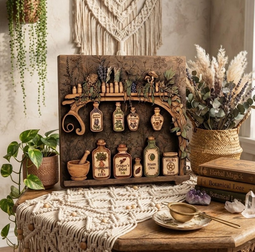 Apothecary Elixir and Potion Wooden Wall Art