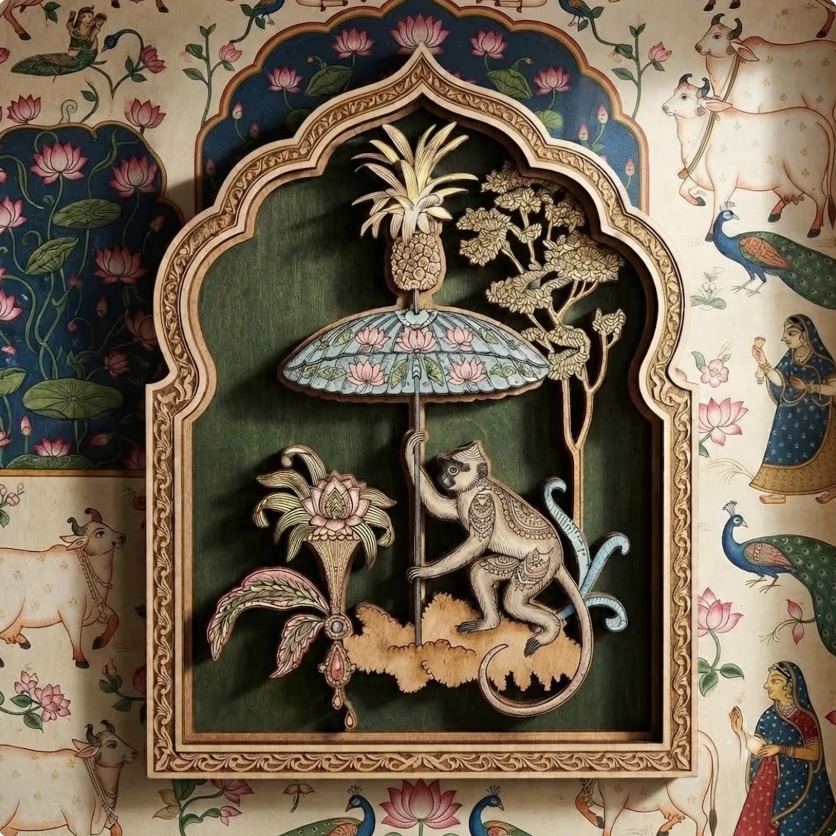 India Circus Cheeky Monkey Wooden Wall Art