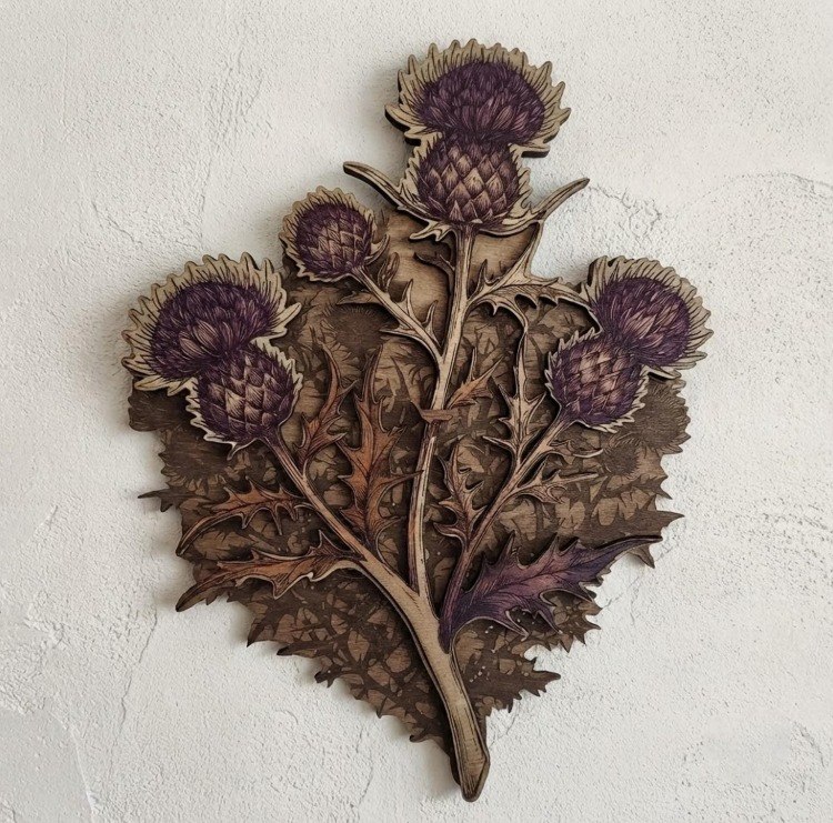 Scottish Thistle Wooden Wall Art