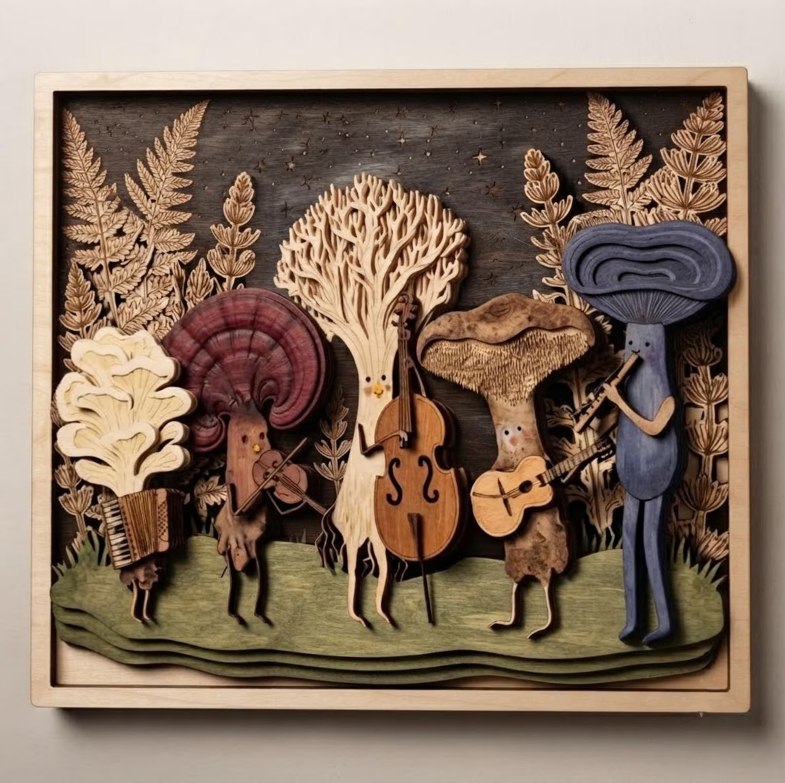 Vintage Mushroom Wooden Wall Art