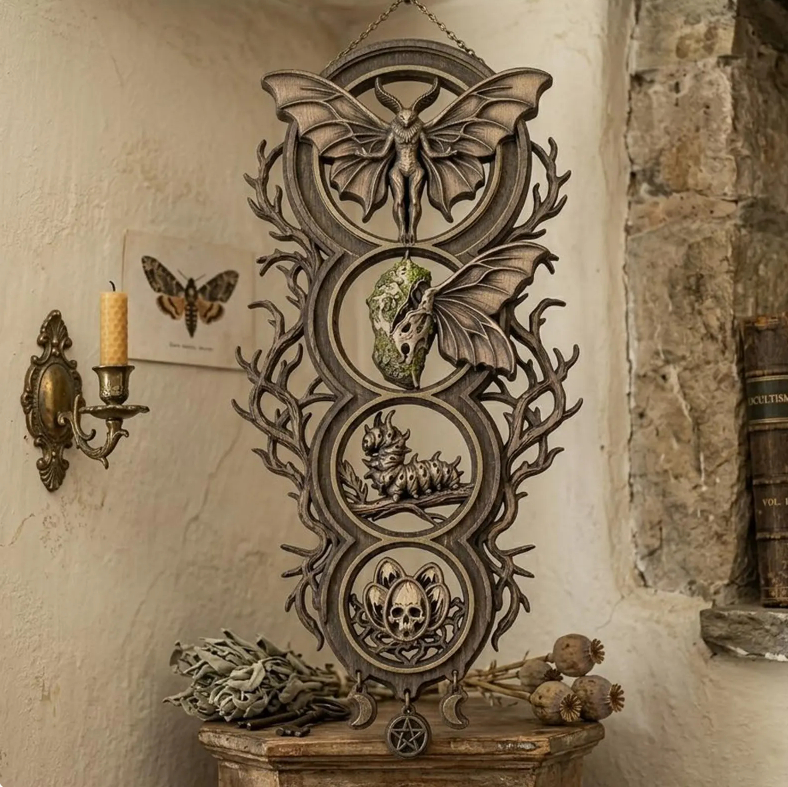 Gothic Butterfly Life Cycle Wooden Wall Art