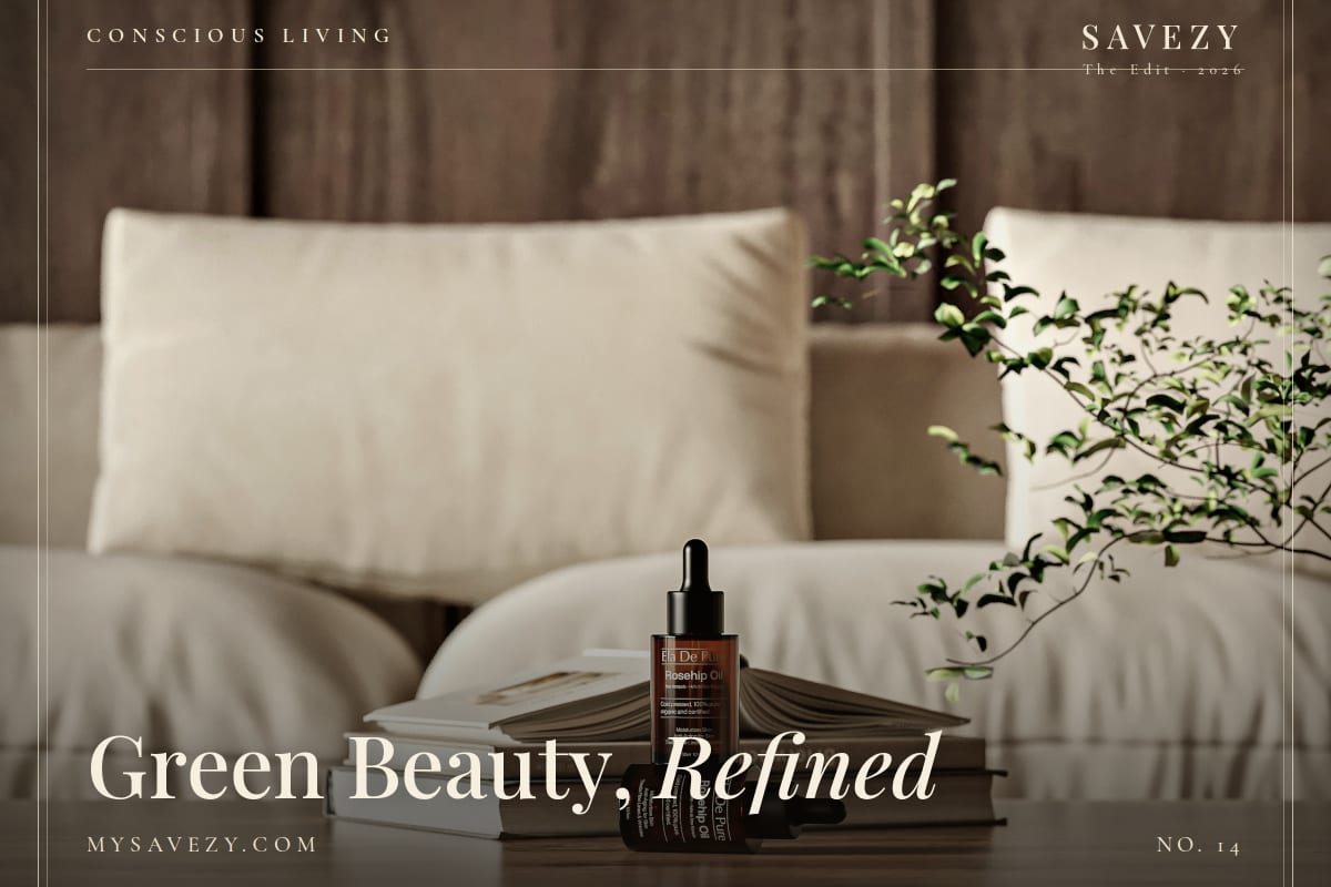 Verschiedene Green Beauty Produkte auf weißem Hintergrund