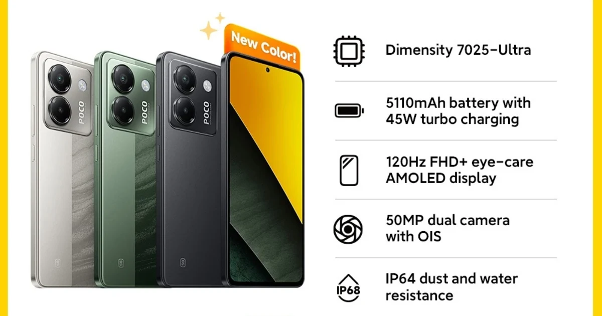 POCO M7 Pro 5G (8/256GB) | Dimensity 7025-Ultra | 5110mAh battery | 120Hz FHD+ eye-care AMOLED display | 50MP dual camera with OIS