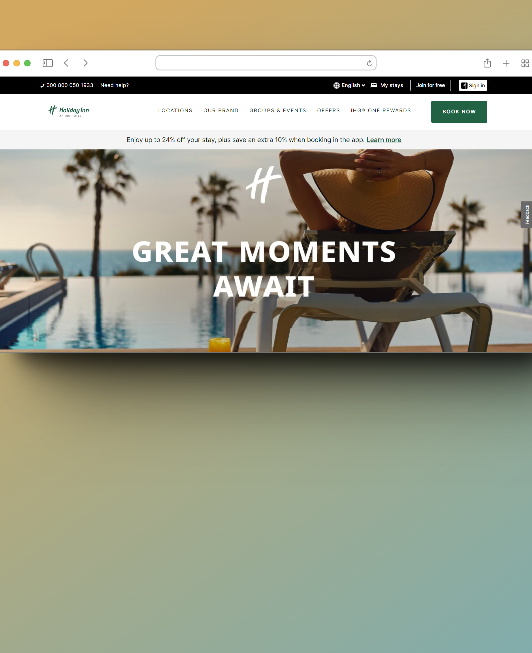 The Holiday Inn — Main Website and its application
