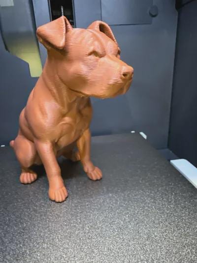 Dog Statue Figurine - Realistic Sitting Pit Bull Sculpture